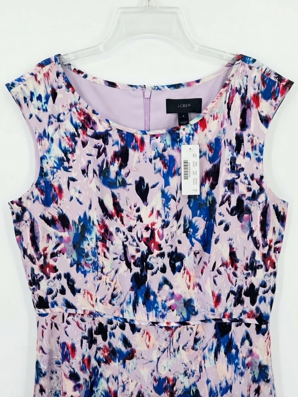 NWT J.Crew Watercolor Abstract Floral Shift A Line Dress Lilac Multi Size 8